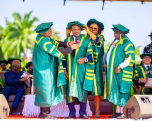 Read more about the article ESUT 20TH CONVOCATION: MBAH HAILS ESUT, MADE PROMISES, BAGS HONORARY DOCTORATE