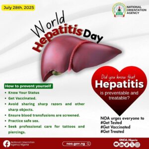 Read more about the article Public Awareness Message from the National Orientation Agency (NOA) on World Hepatitis Day – July 28th 2025.