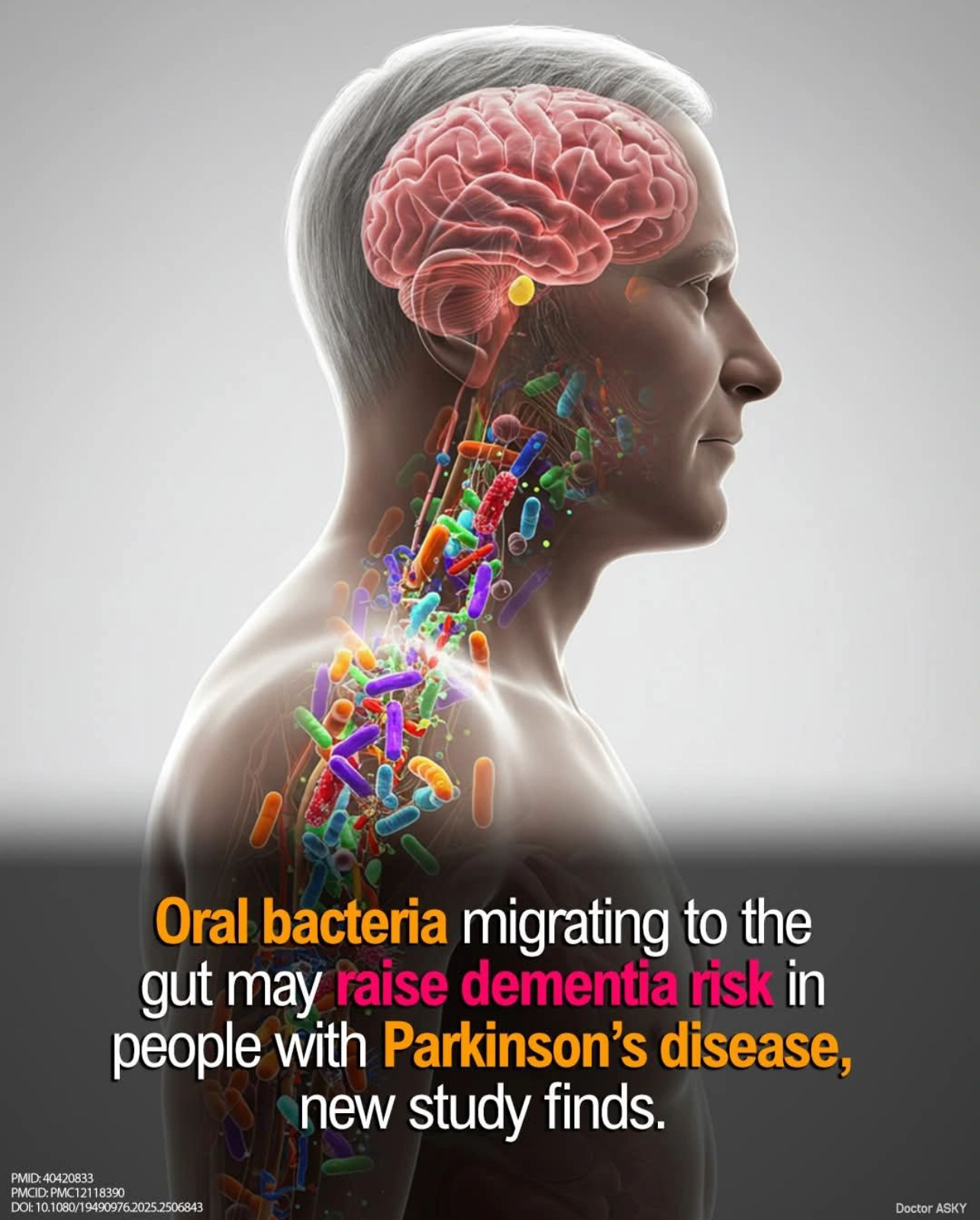 Read more about the article ORAL BACTERIA MIGRATING TO THE GUT MAY RAISE DEMENTIA RISK IN PEOPLE WITH PARKINSON’S DISEASE, NEW STUDY FINDS.