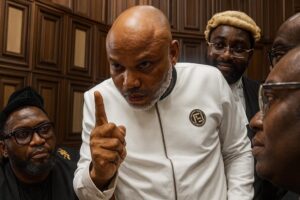 Read more about the article BREAKING: Federal High Court, Abuja Convicts Nnamdi Kanu of All Seven Counts; JUSTICE JAMES OMOTOSHO SENTENCES NNAMDI KANU TO LIFE IMPRISONMENT