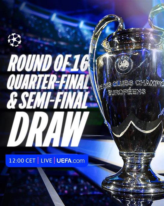 Read more about the article UEFA Champions League Knockout Draws Set for Today in Nyon: Round of 16 and Beyond to Be Revealed